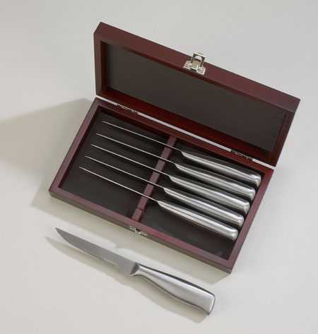 Engraved Appuntito 6 Pc Knife Set in Rosewood Box